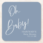 Dessous-de-verre Carré En Papier Dusty Blue / Denim Blue Oh Baby shower<br><div class="desc">Denim Dreams Baby shower Collection - où les tons terreux denim et bleu poussiéreux s'unissent à la calligraphie branchée. Conçu sur mesure pour les baby showers pour garçons, ce thème comprend des invitations, des enseignes, des jeux et un décor en papier charmant. Découvrez l'élégance rustique avec une touche moderne aujourd'hui...</div>
