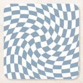 Dessous-de-verre Carré En Papier Dusty Blue Mariage Collection Vérifier À damiers (Devant)