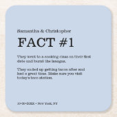 Dessous-de-verre Carré En Papier Dusty Blue Mariage Custom Fun Fact (Devant)