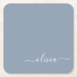Dessous-de-verre Carré En Papier Dusty Blue minimaliste moderne Monogramme élégant<br><div class="desc">Découvrez notre Dusty Blue Minimalist Modern Monogram Elegant Collection : Elevez votre style avec une sophistication sobre et un charme intemporel. Notre collection présente des motifs minimalistes dans une teinte bleu roux apaisante, rehaussée d'élégants monogrammes adaptés à votre goût personnel. De la papeterie raffinée aux accessoires polyvalents, chaque pièce de...</div>