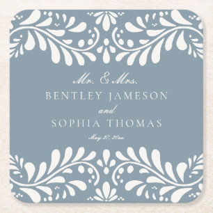 Dessous-de-verre Carré En Papier Dusty Blue Talavera Carrelage Espagne Mariage Fies