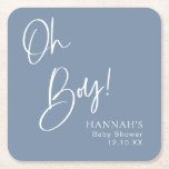 Dessous-de-verre Carré En Papier Dusty/ Denim Blue Oh Boy Baby shower<br><div class="desc">https://www.zazzle.com/collections/dusty_pink_rose-119320912565185572?rf=238296117664346256</div>