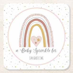 Dessous-de-verre Carré En Papier Dusty rose moderne Rainbow Gold Girl Baby Sprinkel