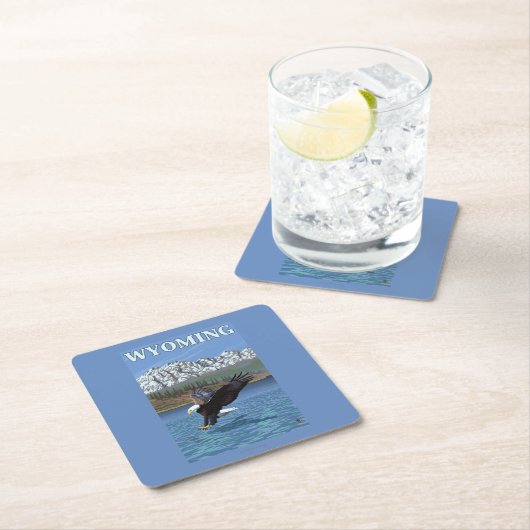 Dessous-de-verre Carré En Papier Eagle chauve plongeant - le Wyoming (En situation)