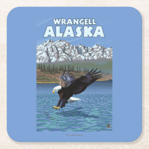 Dessous-de-verre Carré En Papier Eagle chauve plongeant - Wrangell, Alaska