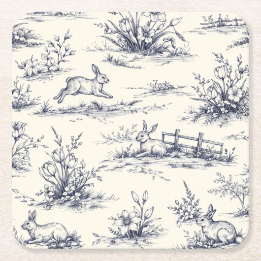 Dessous-de-verre Carré En Papier Easter Bunny Plates (Devant)