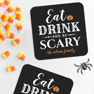 Dessous-de-verre Carré En Papier Eat Drink and Be Scary Modern Typografy Halloween