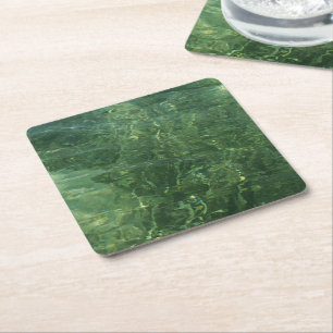 Dessous-de-verre Carré En Papier Eau au-dessus de l'herbe marine II (bleu et vert)