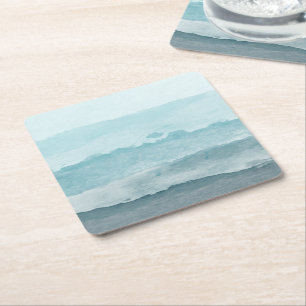 Dessous-de-verre Carré En Papier Eau bleu mer Abstraite