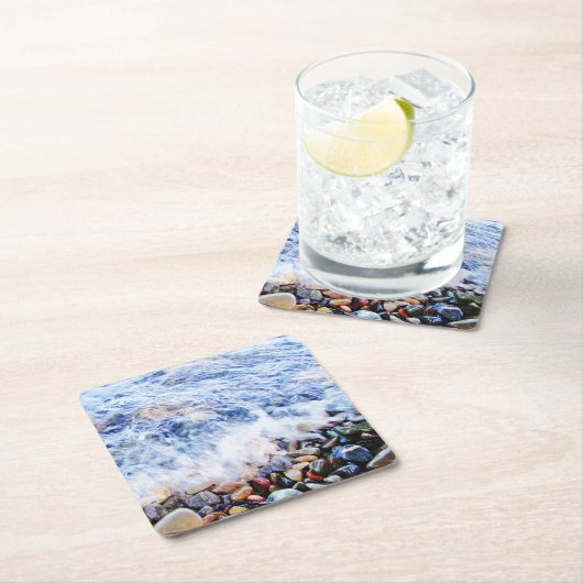 Dessous-de-verre Carré En Papier Eau bleue (En situation)