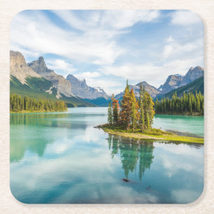 Dessous-de-verre Carré En Papier Eau Lac Maligne, Parc national Jasper, Canada