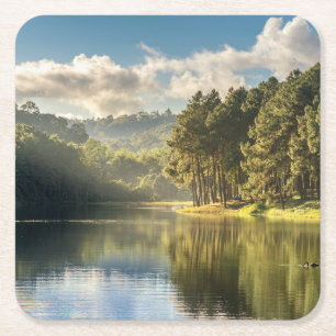 Dessous-de-verre Carré En Papier Eau Pang Oung Lake & Pine Forest Thaïlande