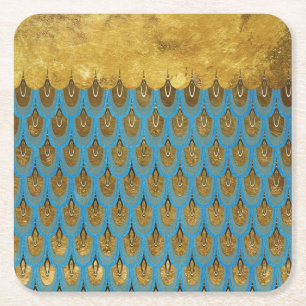 Dessous-de-verre Carré En Papier Echelles de Parties scintillant de sirène Gold Shi