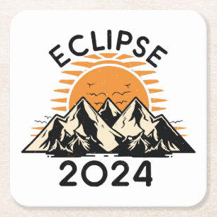 Dessous-de-verre Carré En Papier Éclipse solaire totale 2024