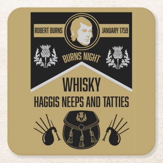 Dessous-de-verre Carré En Papier Ecosse Burns Night (Devant)