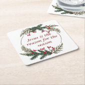 Dessous-de-verre Carré En Papier Écriture chrétienne de Noël Sticker Écriture (Incliné)