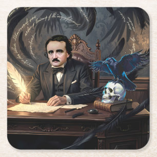 Dessous-de-verre Carré En Papier Edgar A. Poe composant Le Corbeau dans des rêves g