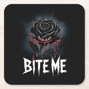 Dessous-de-verre Carré En Papier Edgy 'Bite Me' Design Rose gothique