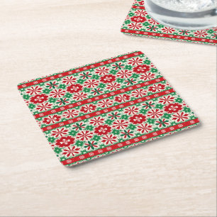 Dessous-de-verre Carré En Papier Édition de Noël 2 de Fair Isle scandinave