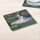 Dessous-de-verre Carré En Papier Edouard Manet - La famille Monet dans son jardin (Incliné)