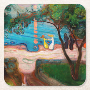 Dessous-de-verre Carré En Papier Edvard Munch - Danse sur la plage