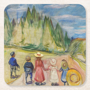 Dessous-de-verre Carré En Papier Edvard Munch - La forêt Fairytale