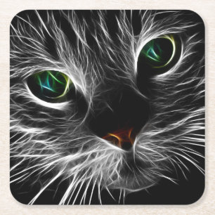 Dessous-de-verre Carré En Papier Éffrayant Chat Feline Soul Spirit Animal Party Des