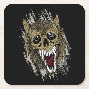 Dessous-de-verre Carré En Papier Effrayant loup-garou