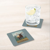 Dessous-de-verre Carré En Papier Élans SceneWyoming (En situation)