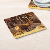 Dessous-de-verre Carré En Papier Élans Taureau (Incliné)