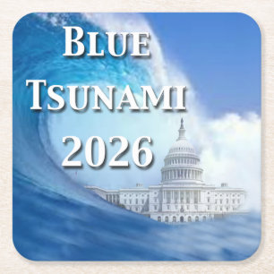Dessous-de-verre Carré En Papier Élection Tsunami Bleu 2026
