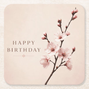 Dessous-de-verre Carré En Papier Élégance de la Fête d'Anniversaire sous les Fleurs