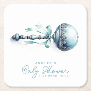 Dessous-de-verre Carré En Papier Elégant Baby shower Bébé Bébé Rattle Boy