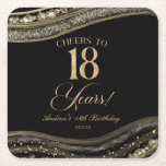 Dessous-de-verre Carré En Papier Elegant Black Gold Agate 18th Birthday Party<br><div class="desc">These are Elegant Black Gold Agate 18th Birthday Party Paper Coasters!</div>