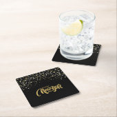 Dessous-de-verre Carré En Papier Elegant Black Paper Coaster (En situation)
