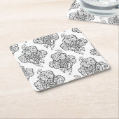 Dessous-de-verre Carré En Papier Elegant Black White Grape Bunches Wine Fruit Lover (Incliné)