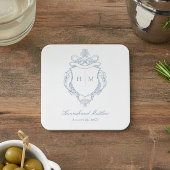 Dessous-de-verre Carré En Papier Elégant bleu Chinoiserie Bird Crest Mariage