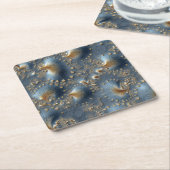 Dessous-de-verre Carré En Papier Elegant Blue and Gold Abstract Cardboard Coasters (Incliné)