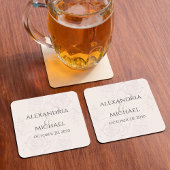 Dessous-de-verre Carré En Papier Élégant Blush Floral Calligraphie Script Ampersand