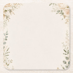 Dessous-de-verre Carré En Papier Élégant Botanique sur Papier Artisanal Ancien