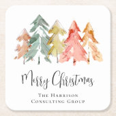 Dessous-de-verre Carré En Papier Élégant Business Joyeux Noël (Devant)