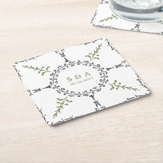 Dessous-de-verre Carré En Papier Élégant classique classique classique classique ma (Incliné)