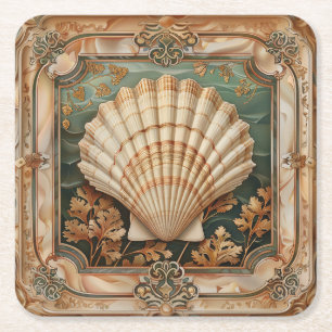 Dessous-de-verre Carré En Papier Elégant Coquillage Art Nouveau Décor