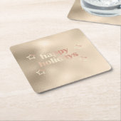 Dessous-de-verre Carré En Papier Élégant cuivre rose or Joyeux vacances Noël (Incliné)