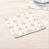 Dessous-de-verre Carré En Papier Élégant Faux Gold Snowflakes Noël Patttern (Incliné)