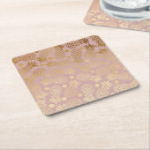 Dessous-de-verre Carré En Papier élégant faux or ananas motif pois (Incliné)