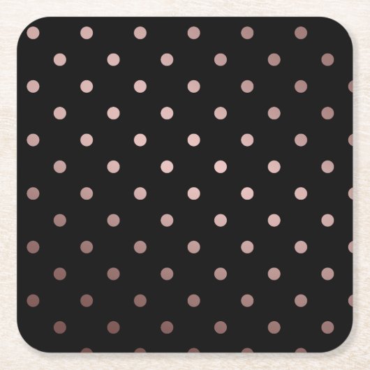 Dessous-de-verre Carré En Papier élégant faux rose or noir pois (Devant)