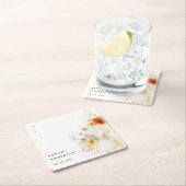 Dessous-de-verre Carré En Papier Elégant Fleur sauvage Citrouille aquarelle Mariag (En situation)