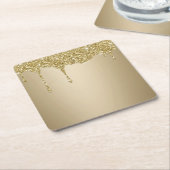 Dessous-de-verre Carré En Papier Élégant Glitterie Or Fondu (Incliné)