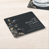 Dessous-de-verre Carré En Papier Elégant gothique noir Rose noir Mariage (Incliné)